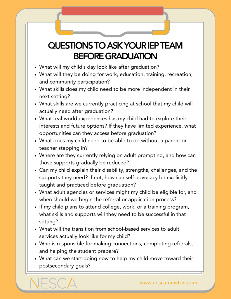 Checklist of Questions to Ask your IEP Team Before Graduation
